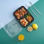 Alternative view of PP JF-339W Rectangle 3 Compartments White Combo Container  LR