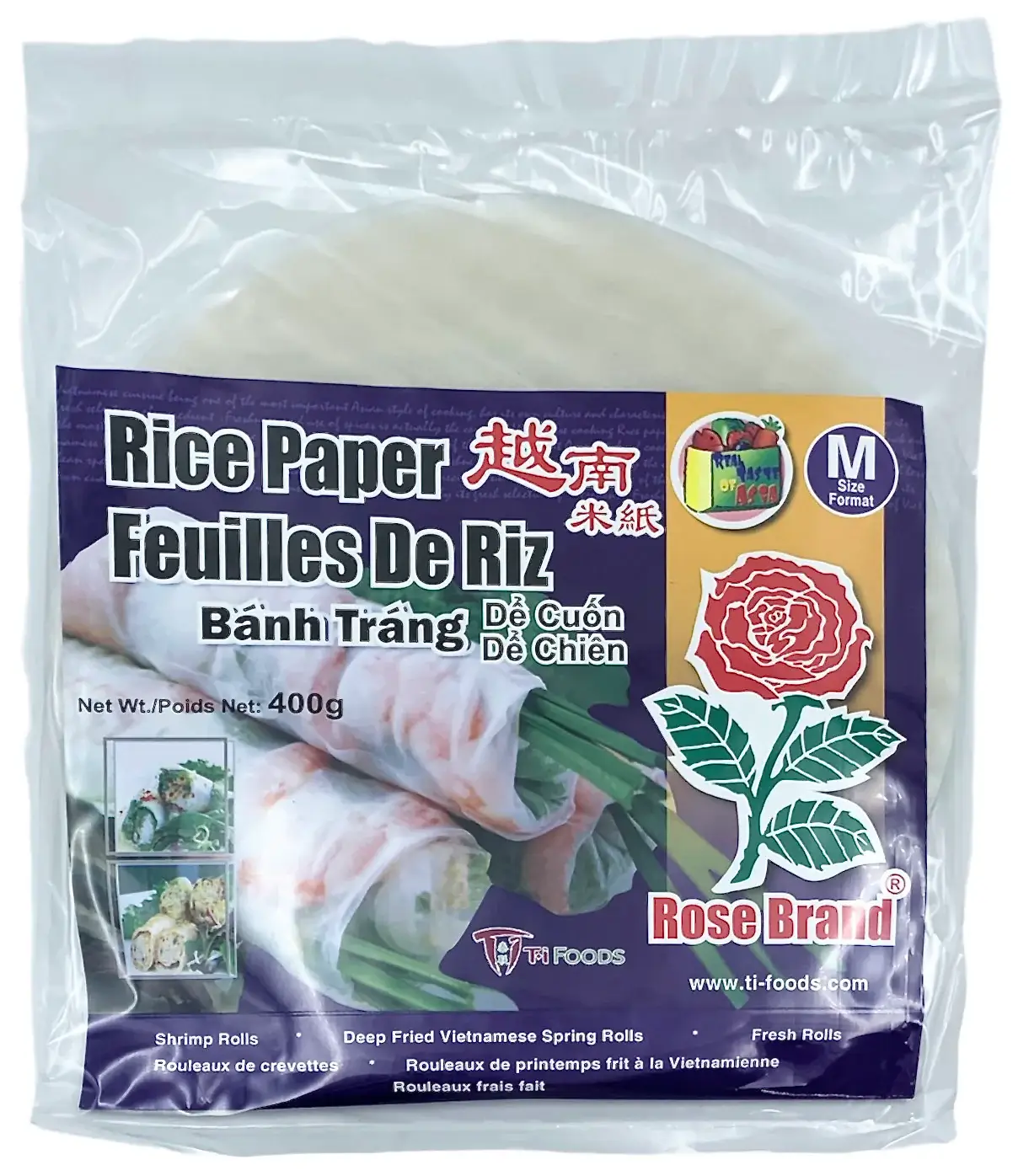 Rice Paper Round 22cm (M) Rose Brand (44x400g)